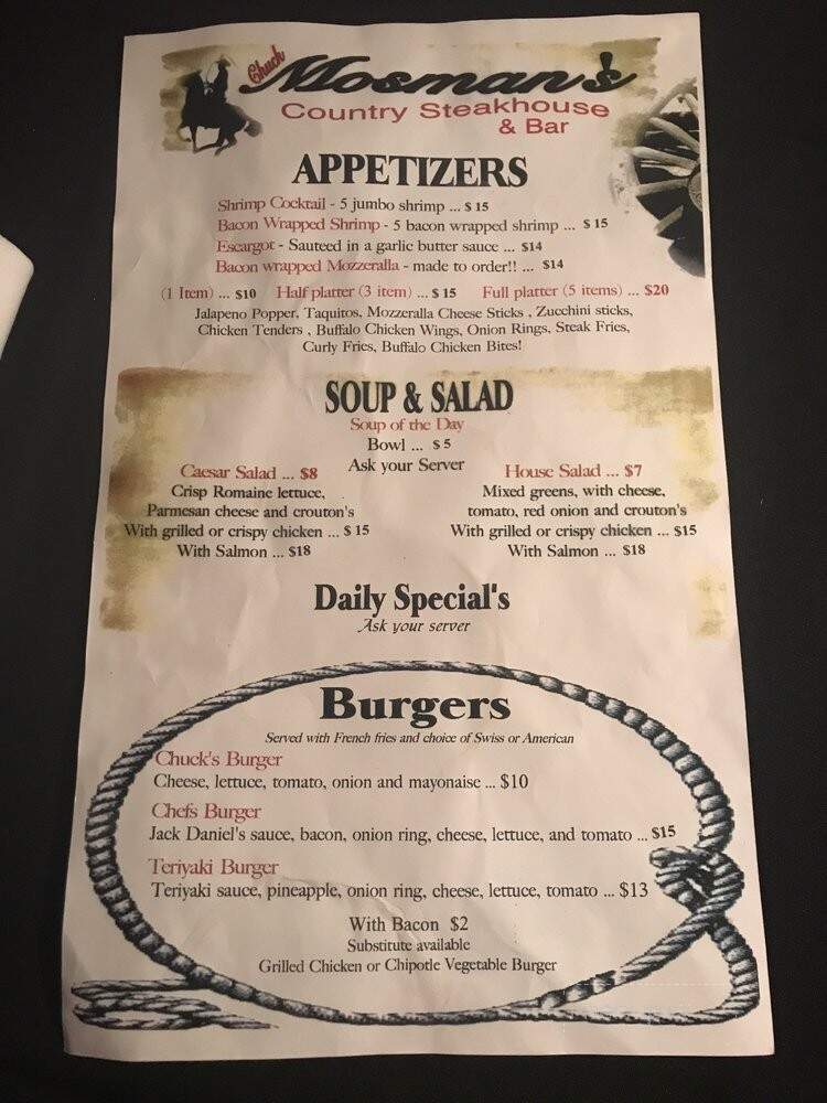 Mosman's Steakhouse - Lancaster, CA menu_pic
