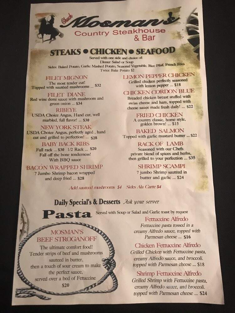 Mosman's Steakhouse - Lancaster, CA menu_pic