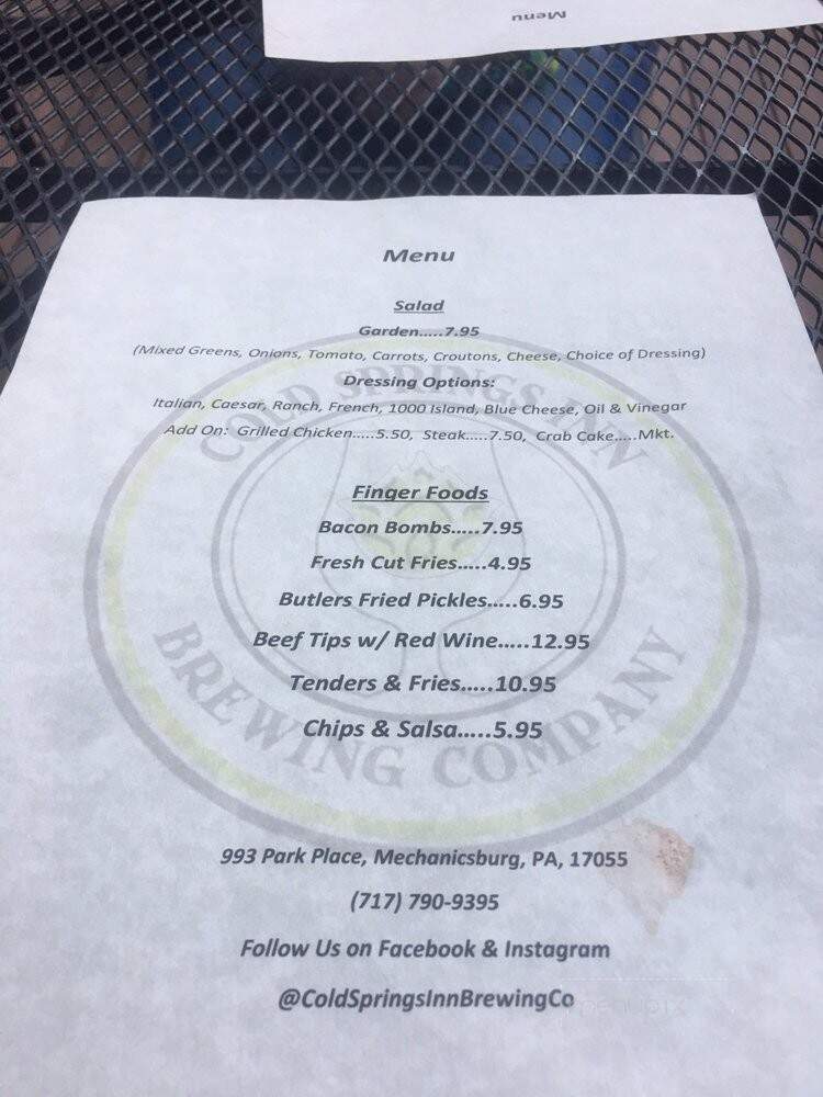 Cold Springs Inn - Mechanicsburg, PA menu_pic