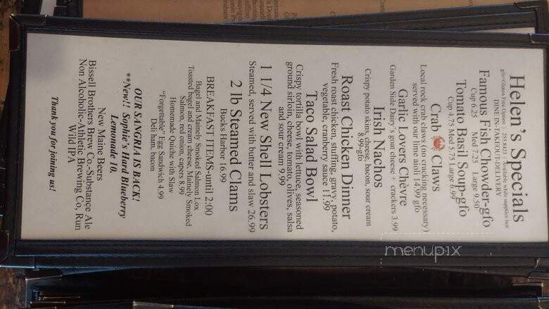Helen's - Machias, ME menu_pic