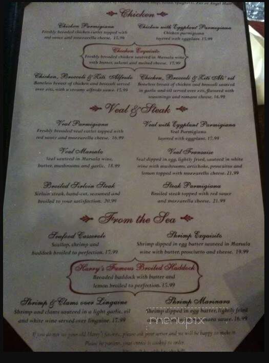 Harry's La Casa Mia - Raynham, MA menu_pic
