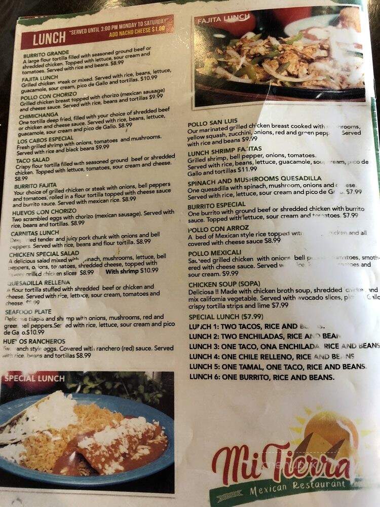Mi Tierra Mexican Restaurant - Prospect, KY menu_pic