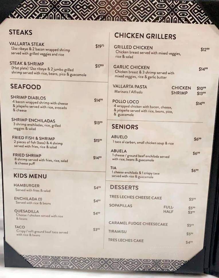 Vallarta Mexican Grill - Bay City, TX menu_pic