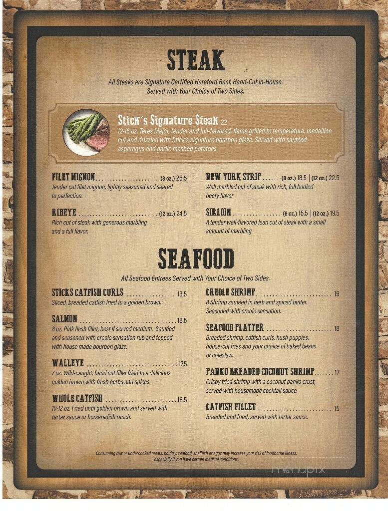 Sticks n' Stones Steak & Tap - Hannibal, MO menu_pic