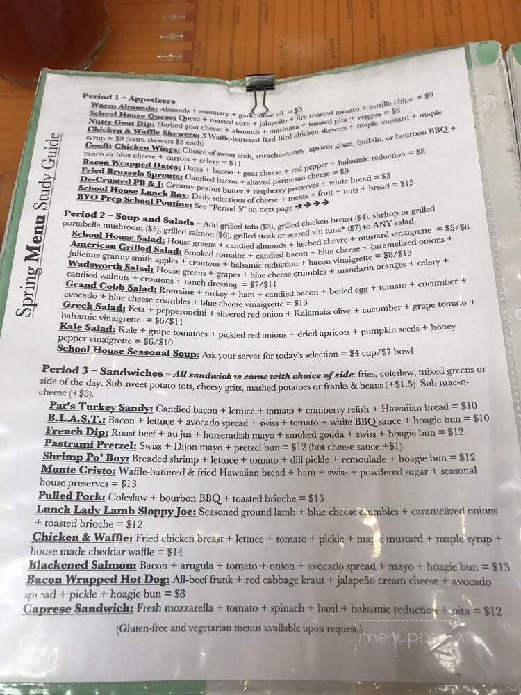 School House Kitchen & Libations - Arvada, CO menu_pic