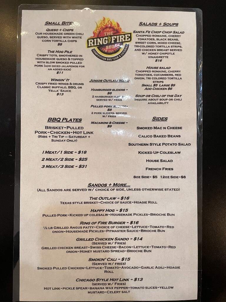 Ring of Fire BBQ - Camino, CA menu_pic