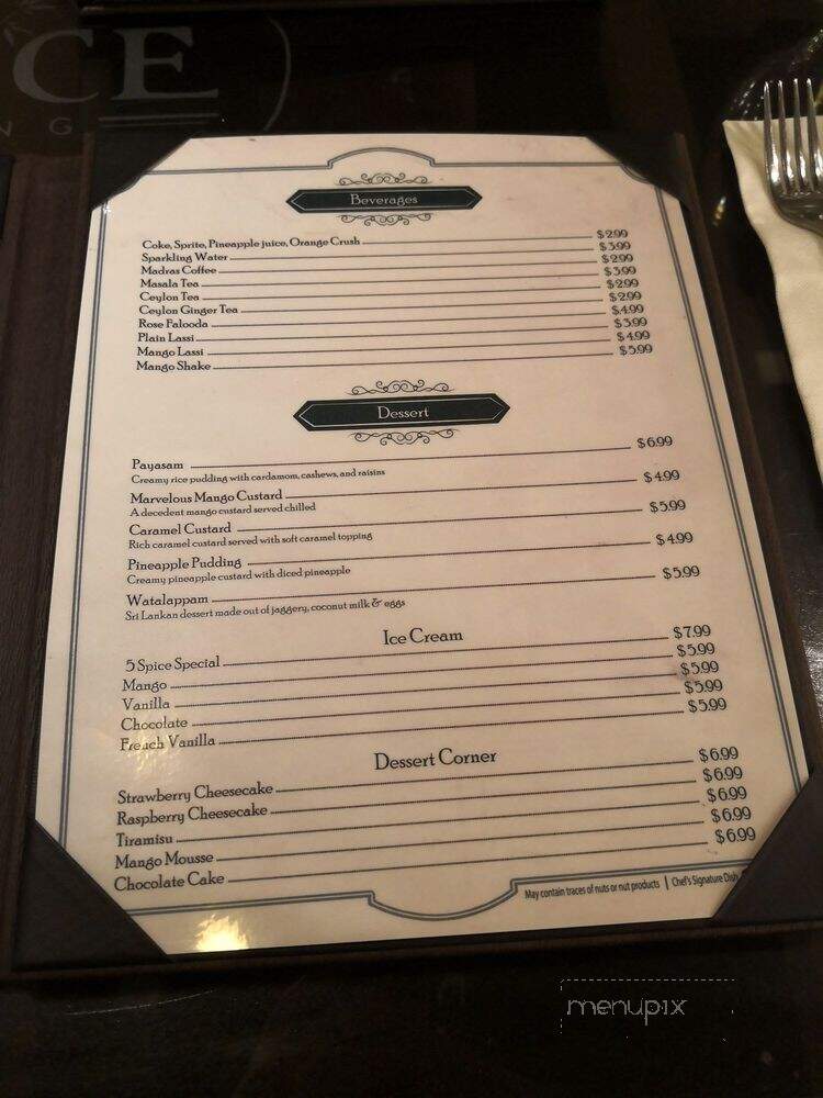 5 Spice Dining - Toronto, ON menu_pic