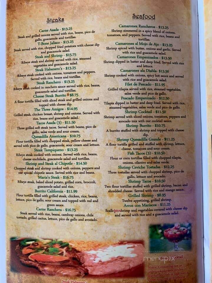 Habanero's Mexican Grill - Grovetown, GA menu_pic