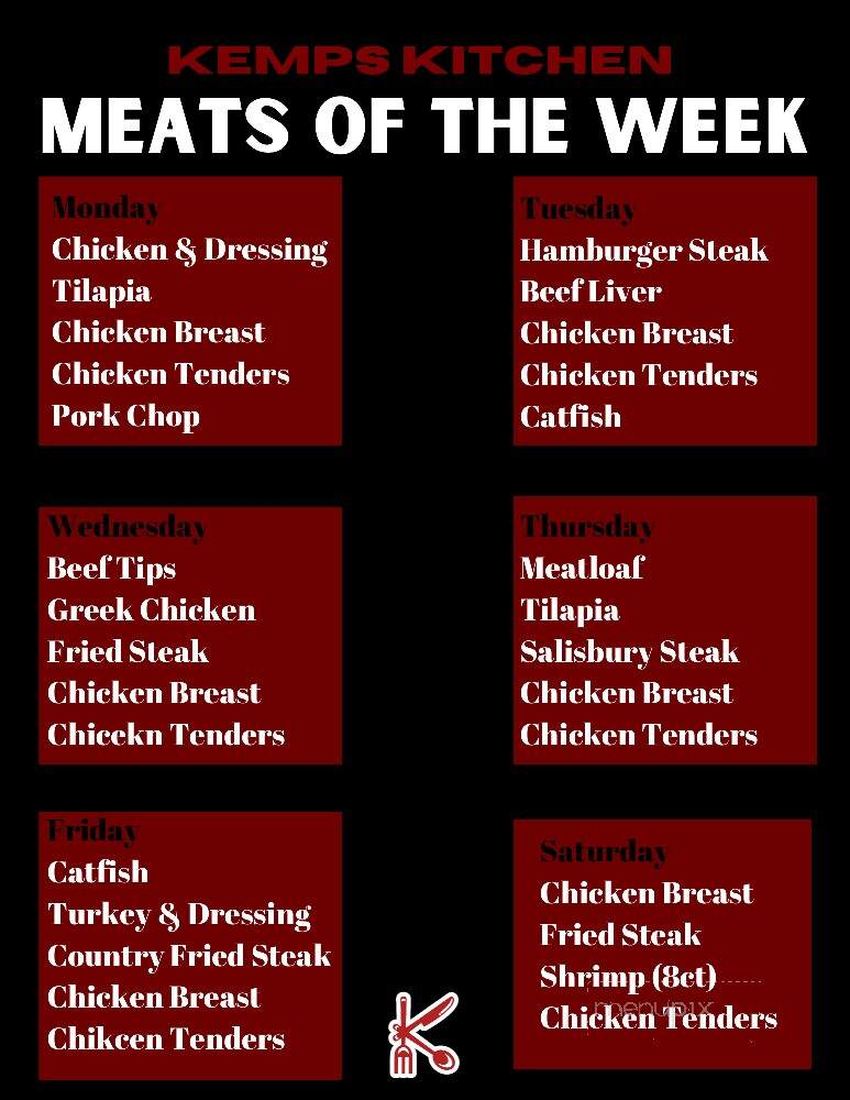 Kemp's Kitchen - Gardendale, AL menu_pic