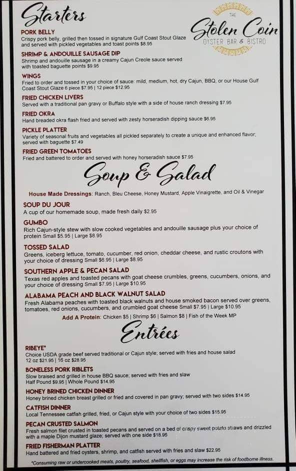 The Stolen Coin - Gainesboro, TN menu_pic