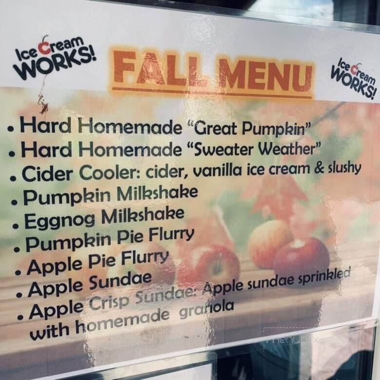 Ice Cream Works! - Owego, NY menu_pic