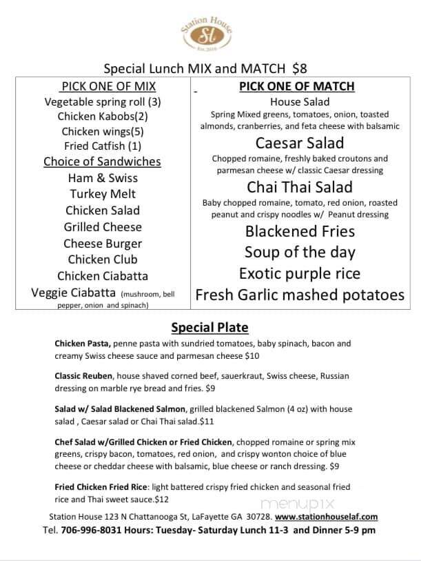 Station House of Lafayette - LaFayette, GA menu_pic