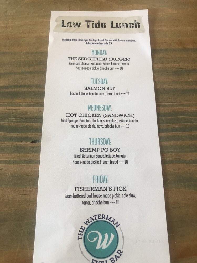 The Waterman Fish Bar - Charlotte, NC menu_pic