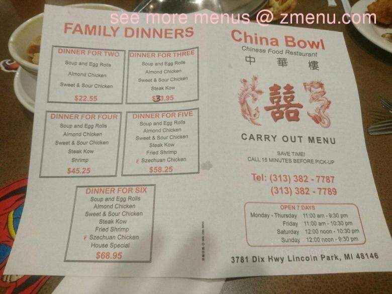 China Bowl - Lincoln Park, MI menu_pic