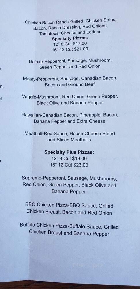 Bruno's Hometown Pizza - Moon Township, PA menu_pic
