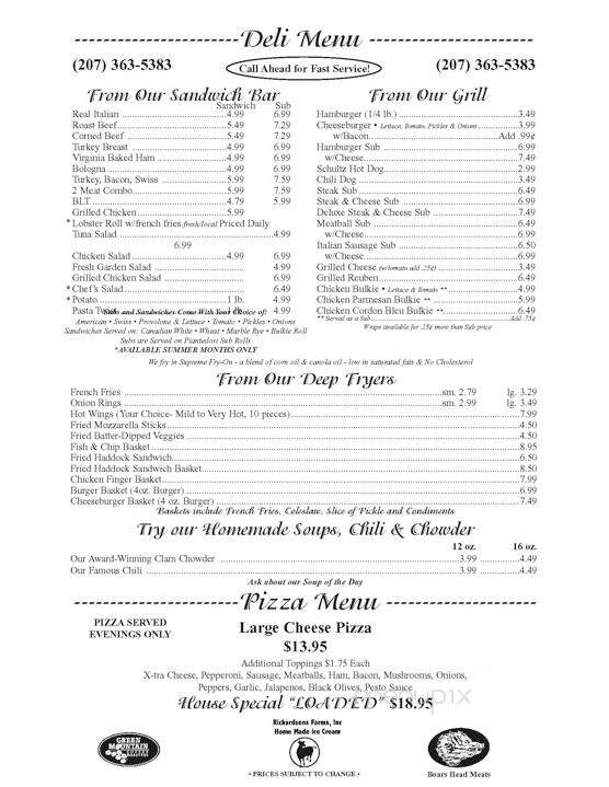 Long Sands General Store - York, ME menu_pic