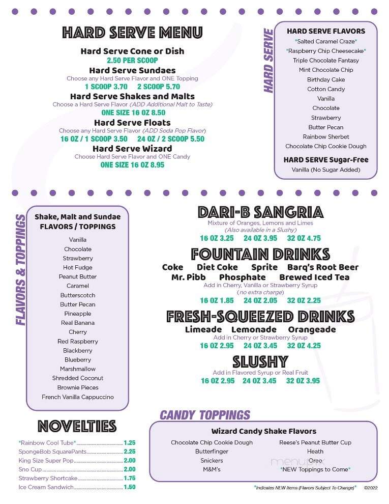 Dari B Drive In - Excelsior Springs, MO menu_pic