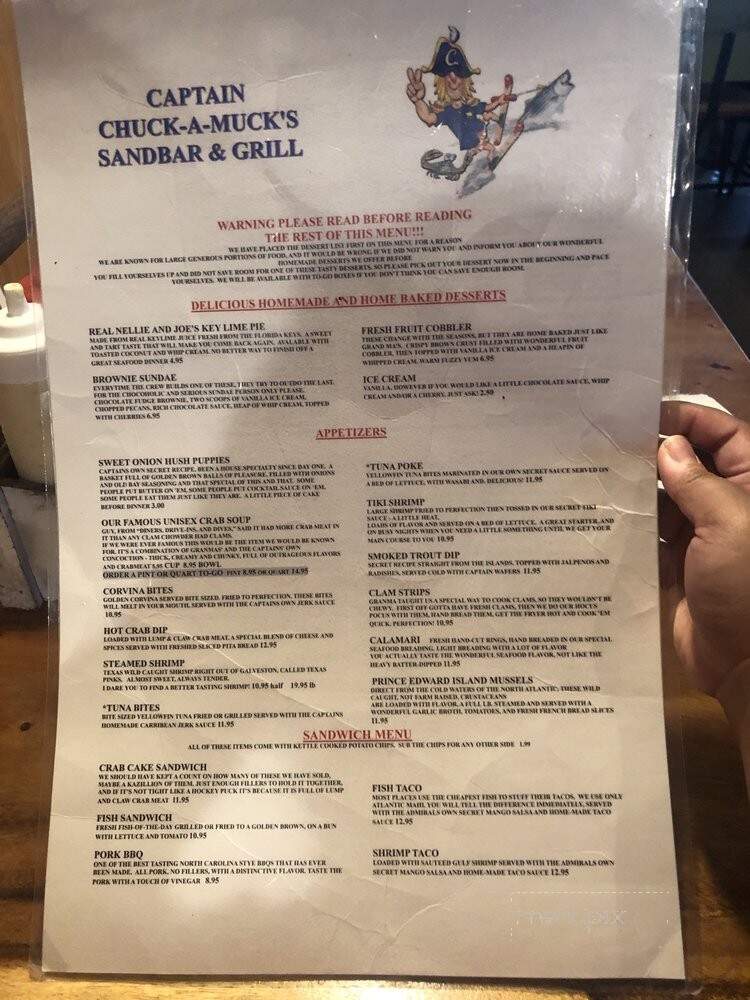Captain Chuck A Mucks Ship - Carrollton, VA menu_pic