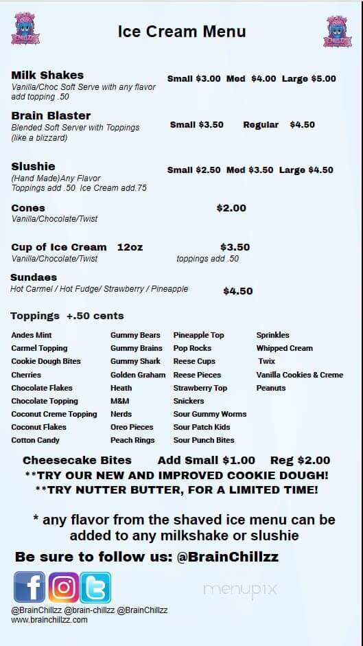 Brain Chillzz - Martinsville, IN menu_pic