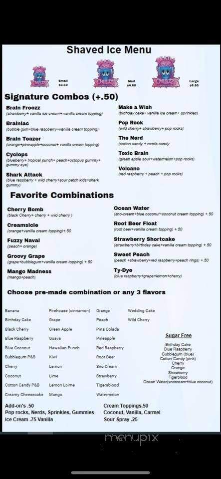 Brain Chillzz - Martinsville, IN menu_pic