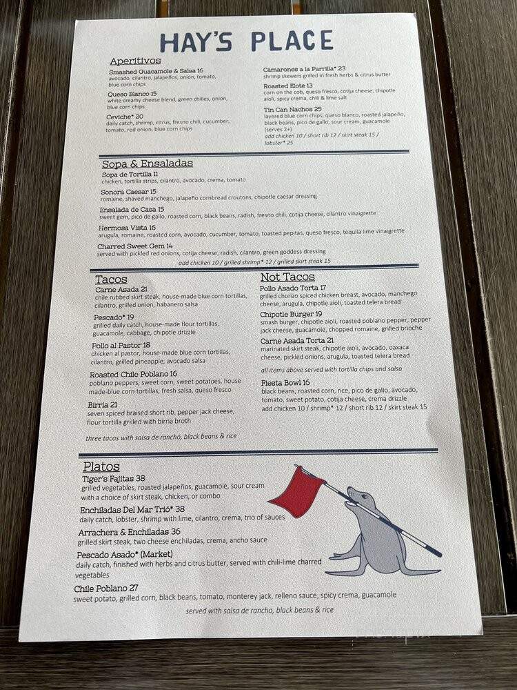 Hay's Place - Del Monte Forest, CA menu_pic