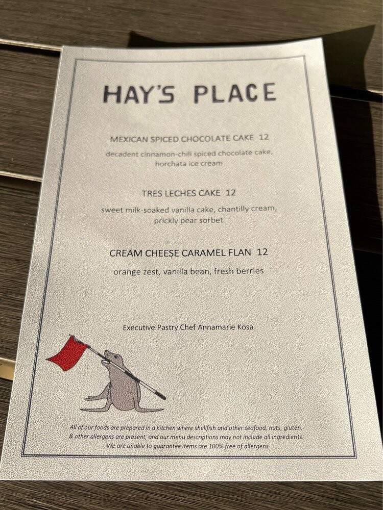 Hay's Place - Del Monte Forest, CA menu_pic