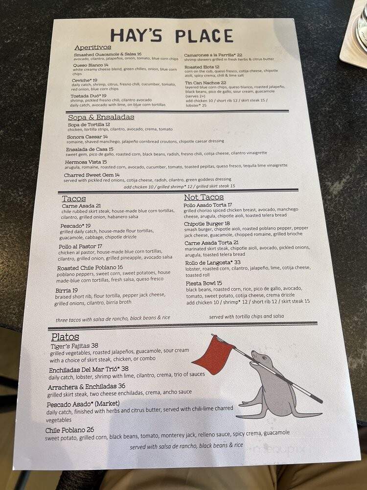 Hay's Place - Del Monte Forest, CA menu_pic