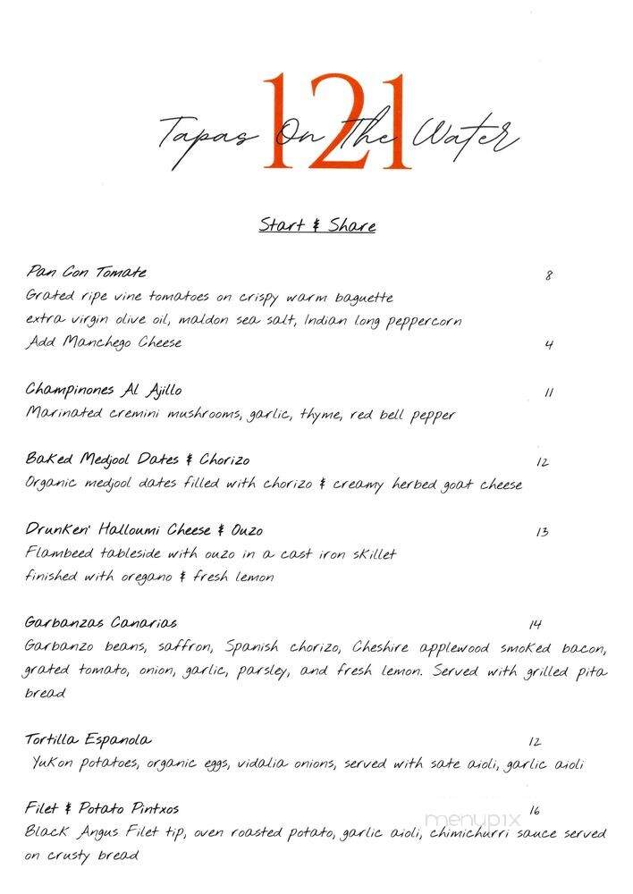 121 Tapas on the water - Fort Pierce, FL menu_pic