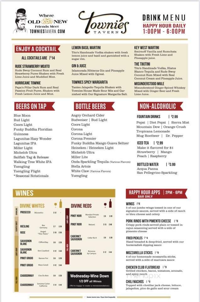 Townie's Tavern - Palm City, FL menu_pic