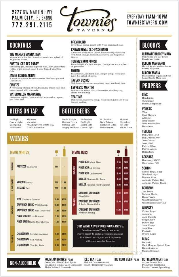 Townie's Tavern - Palm City, FL menu_pic