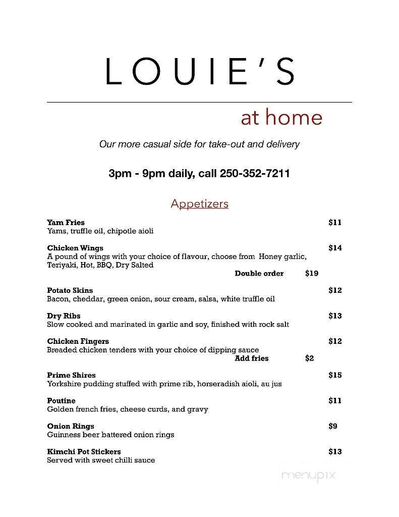 Louie's Steakhouse & Lounge - Nelson, BC menu_pic