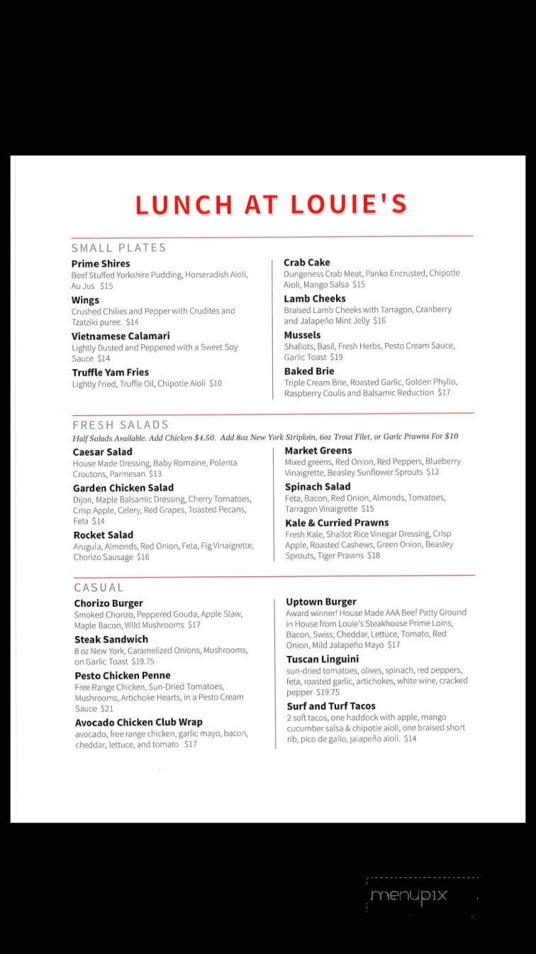 Louie's Steakhouse & Lounge - Nelson, BC menu_pic