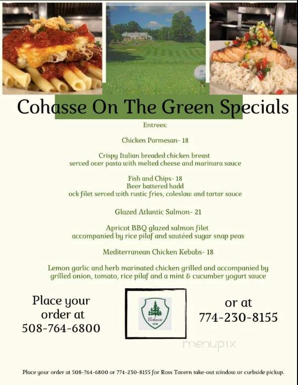 Cohasse Country Club Restaurant - Southbridge, MA menu_pic