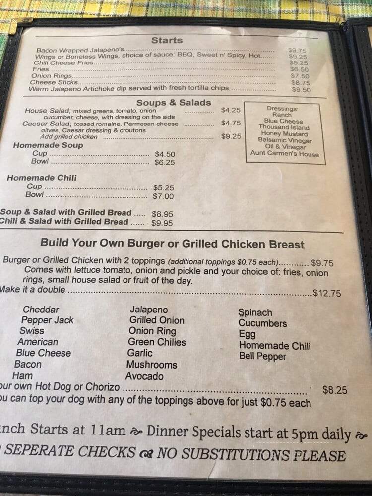 O'Carroll's - Lamoille, NV menu_pic