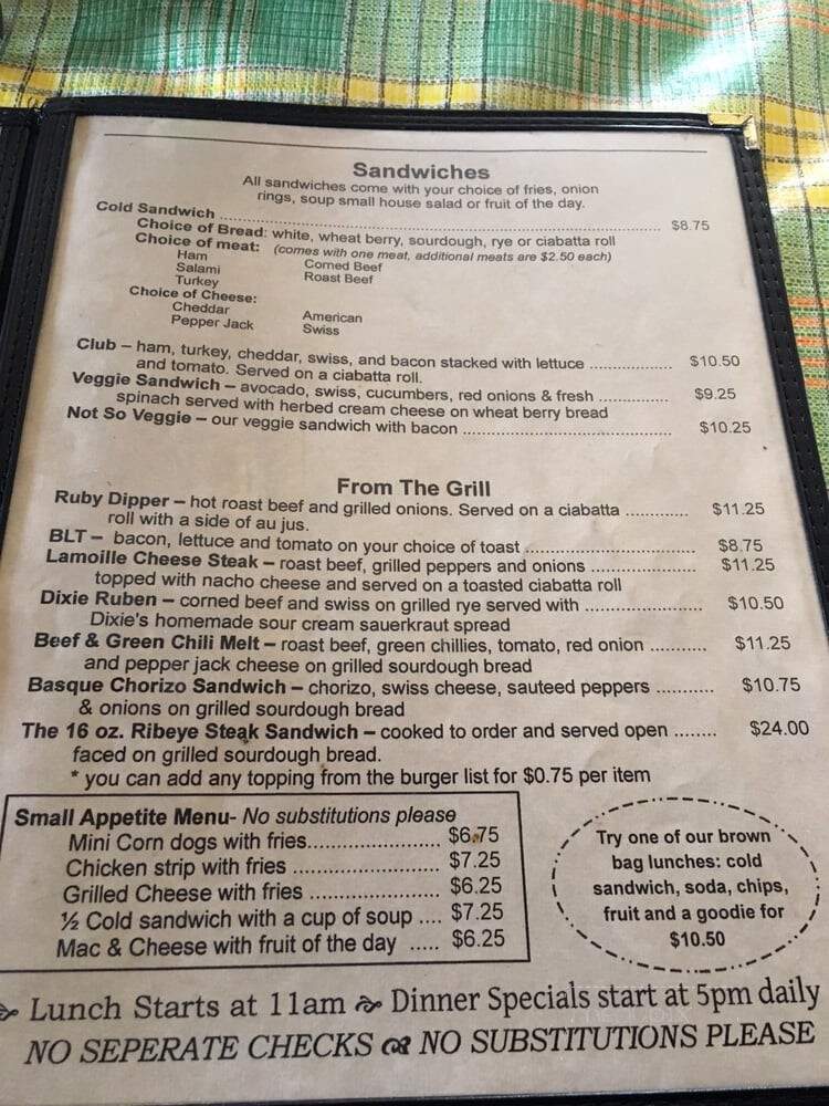 O'Carroll's - Lamoille, NV menu_pic