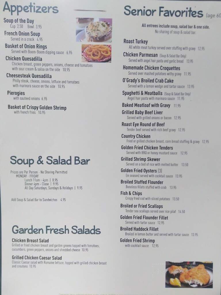 O'Grady's Family Restaurant - Phoenixville, PA menu_pic