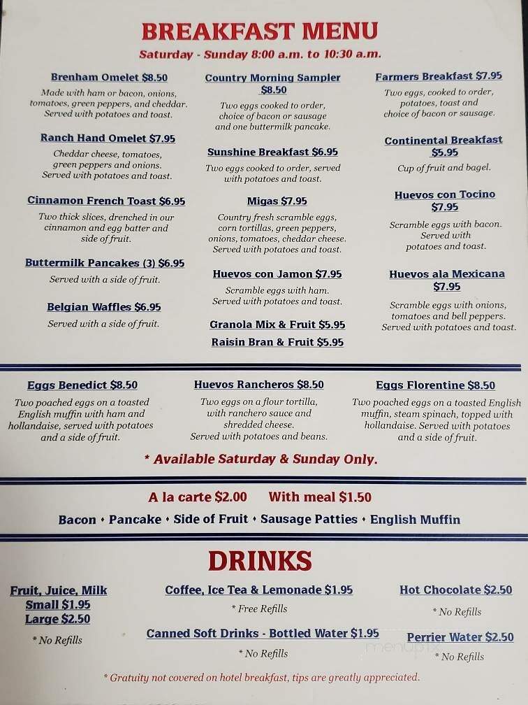Brenham Grill - Brenham, TX menu_pic
