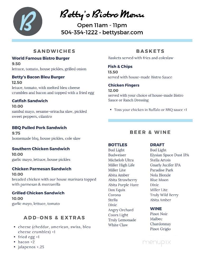 Babins Bar And Bistro - New Orleans, LA menu_pic