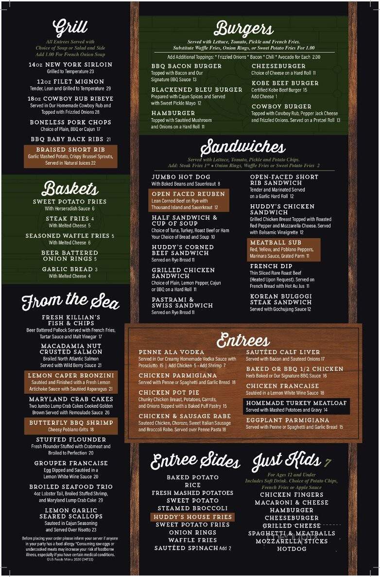 Huddy's Inn - Colts Neck, NJ menu_pic