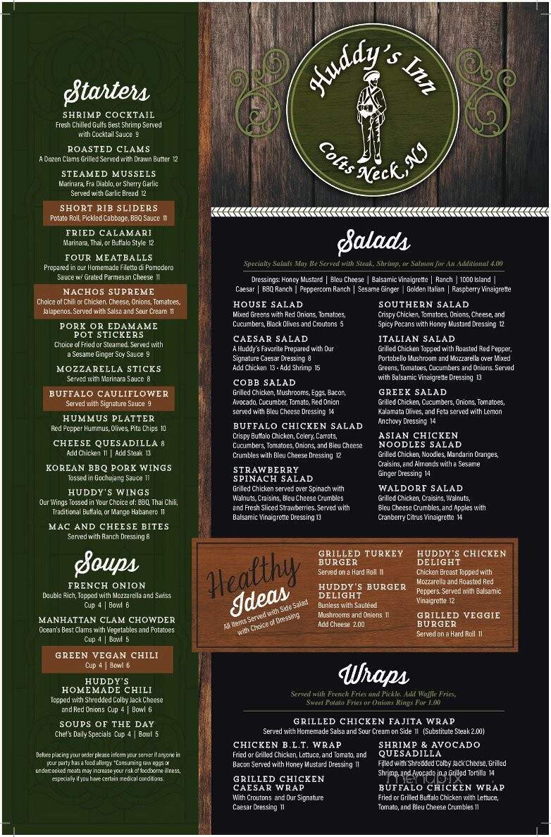 Huddy's Inn - Colts Neck, NJ menu_pic