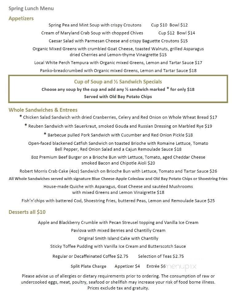 Robert Morris Inn - Oxford, MD menu_pic