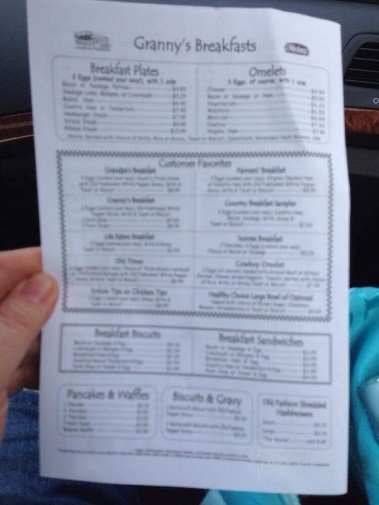 Granny Kitchen - Connelly Springs, NC menu_pic