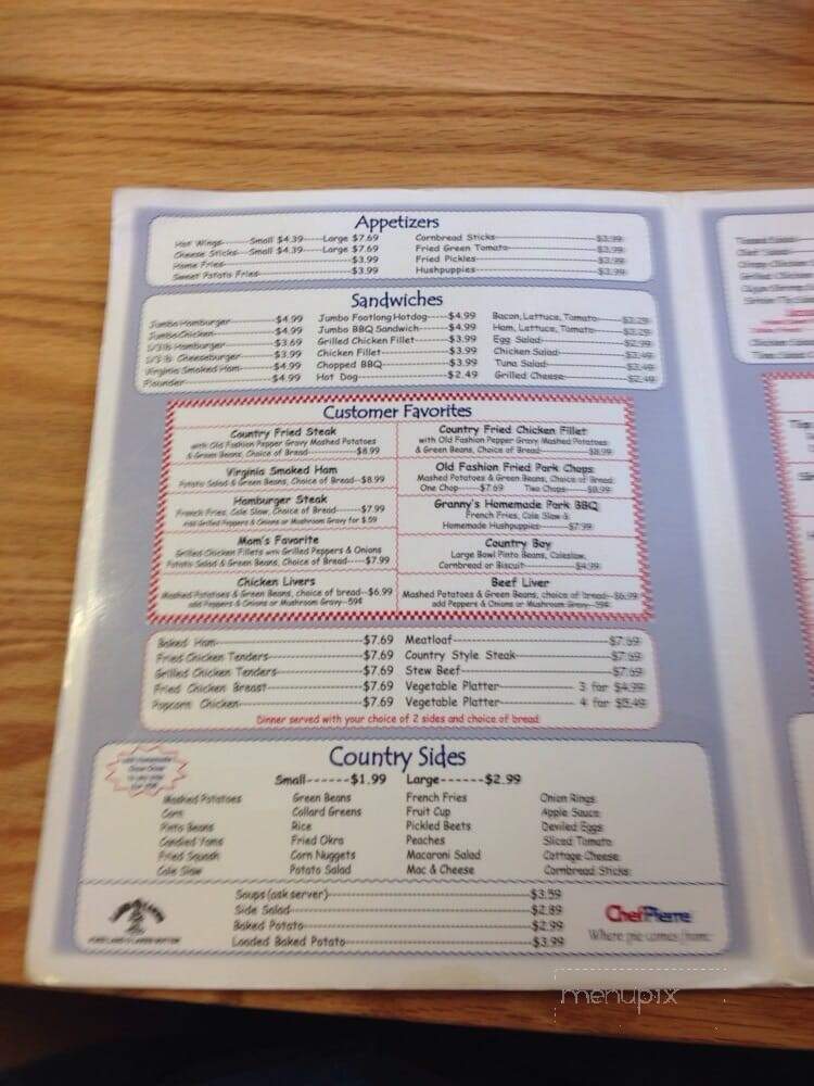 Granny Kitchen - Connelly Springs, NC menu_pic