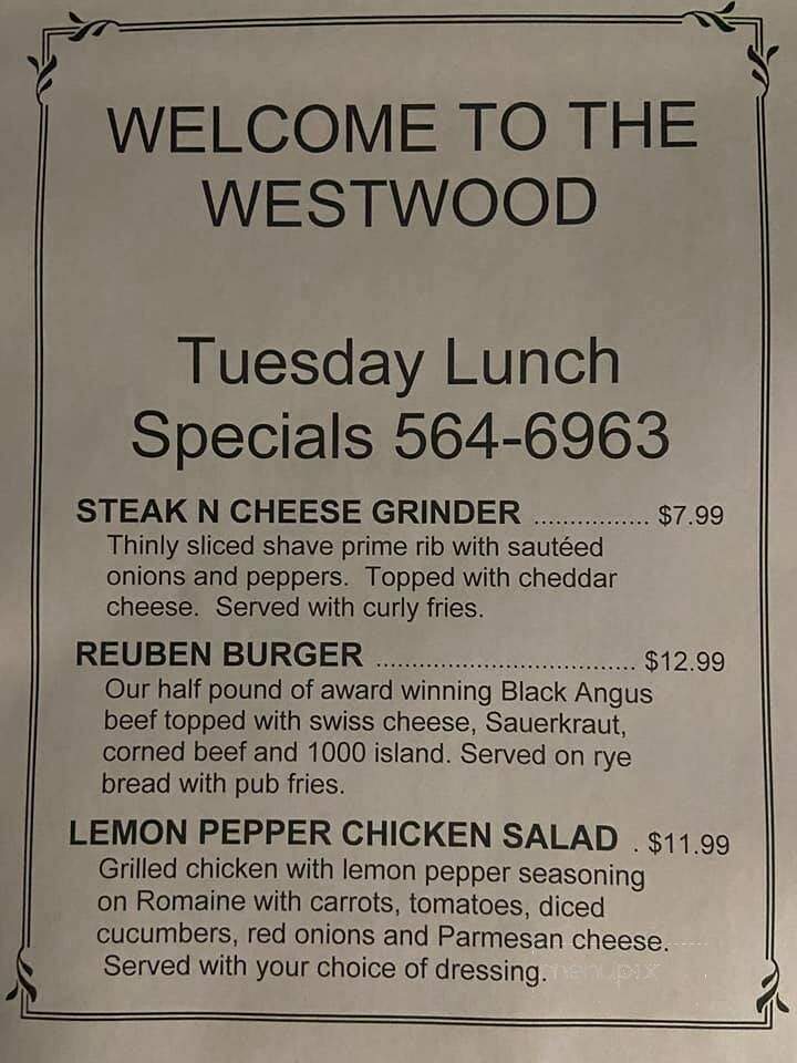 Westwood Restaurant & Pub - Westfield, MA menu_pic