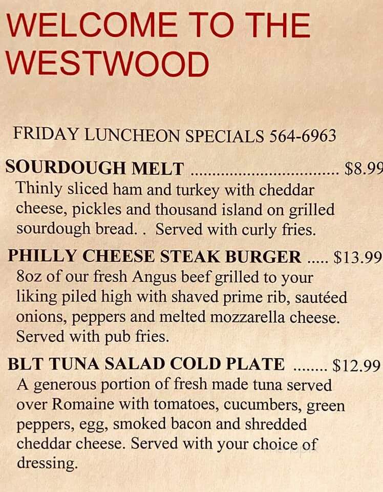 Westwood Restaurant & Pub - Westfield, MA menu_pic