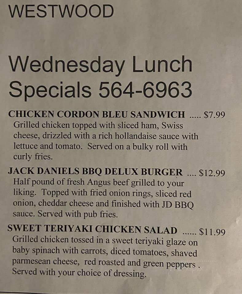 Westwood Restaurant & Pub - Westfield, MA menu_pic