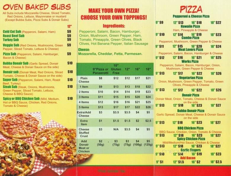 A1 Pizza - Sydney, NS menu_pic