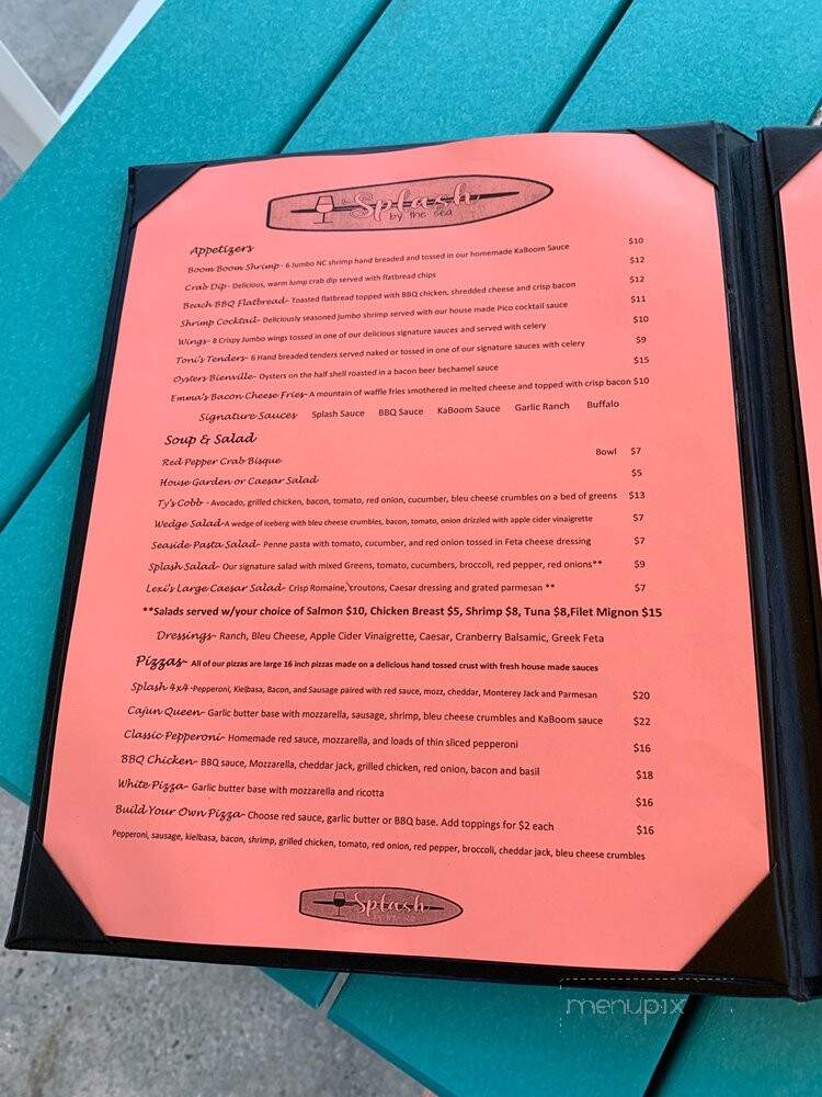 Splash by the Sea - North Topsail Beach, NC menu_pic