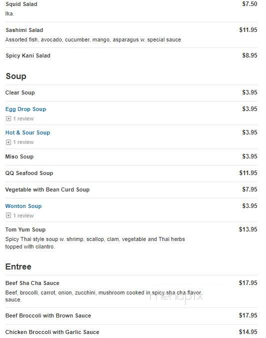 QQ Asian - Livingston, NJ menu_pic