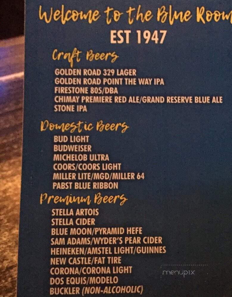 The Blue Room - Burbank, CA menu_pic